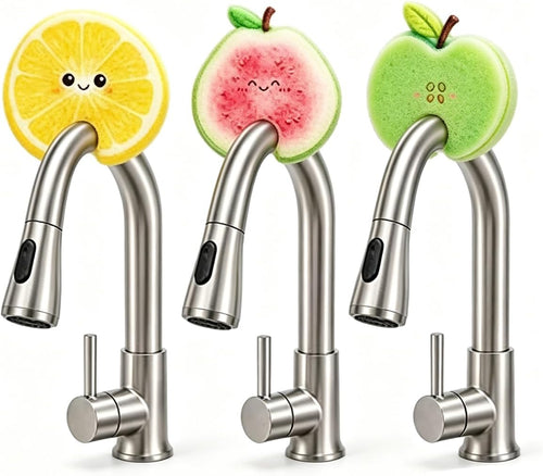 Cute Fruit Compressed Cellulose Sponges,Thicked Easy Grease Removal,3Pcs