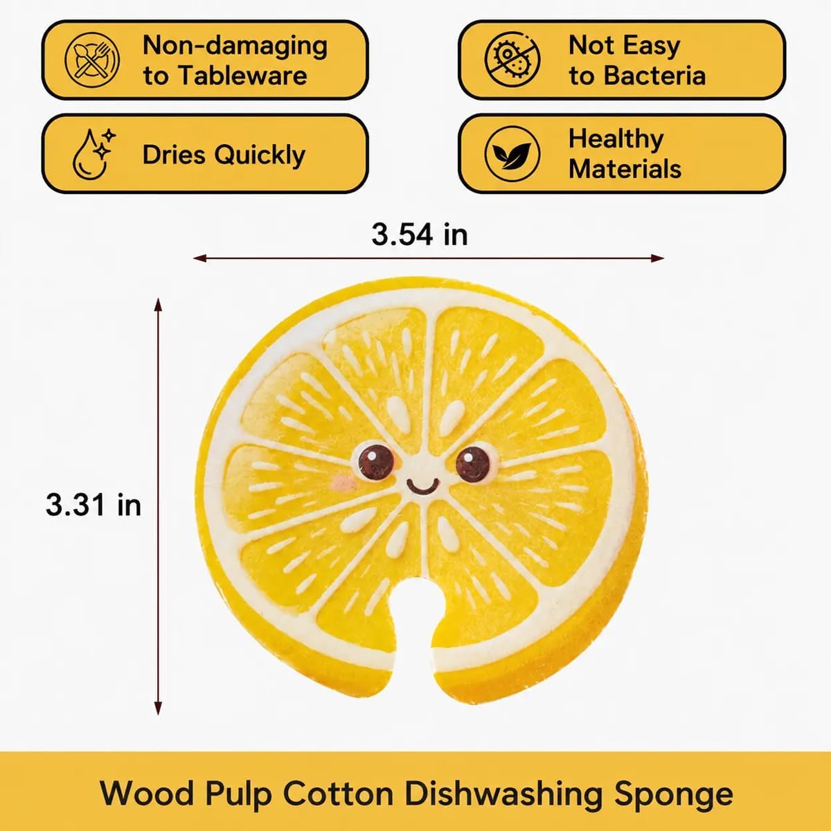 Cute Fruit Compressed Cellulose Sponges,Thicked Easy Grease Removal,3Pcs