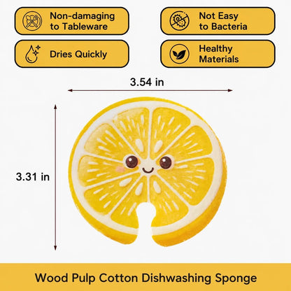 Cute Fruit Compressed Cellulose Sponges,Thicked Easy Grease Removal,3Pcs