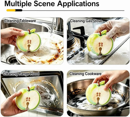 Cute Fruit Compressed Cellulose Sponges,Thicked Easy Grease Removal,3Pcs