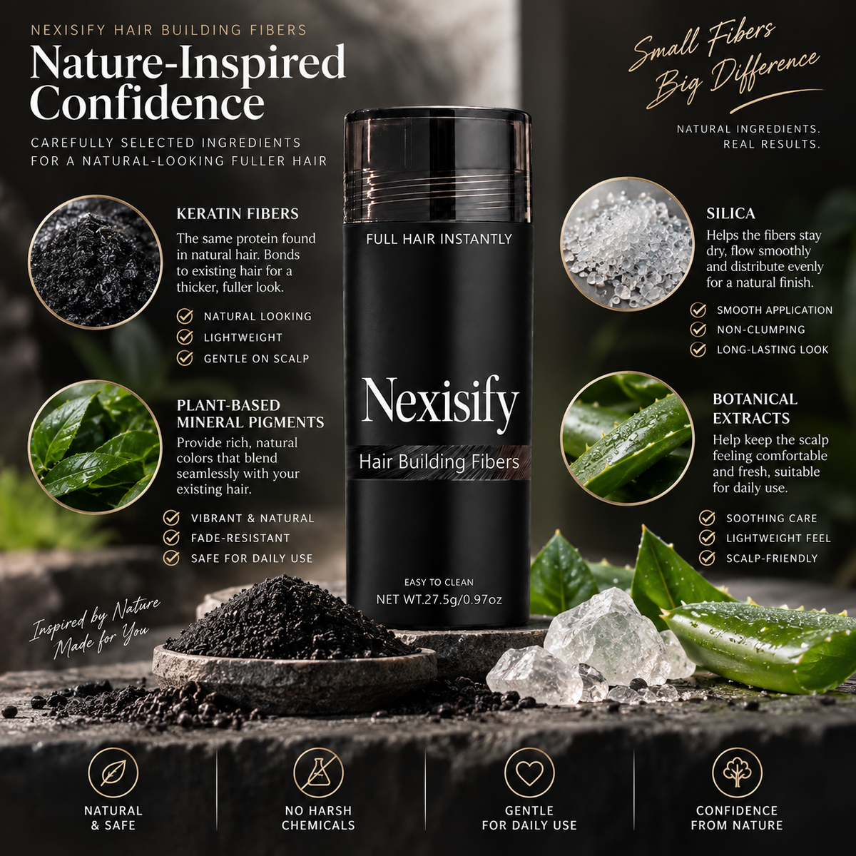 ✨ Nexisify Hair Thickening Fibers — Fuller-Looking Hair in Seconds