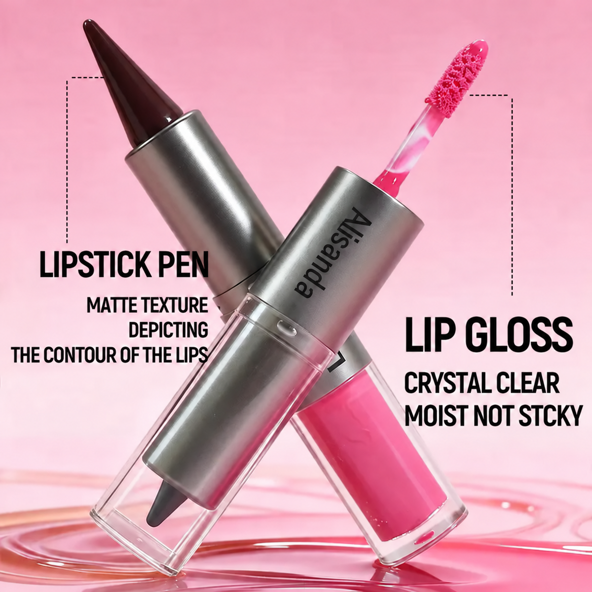 💋 BUY 1 GET 1 FREE 🎁 Alisanda 2-in-1 Lipstick + Lip Gloss — Define, Color & Shine ✨