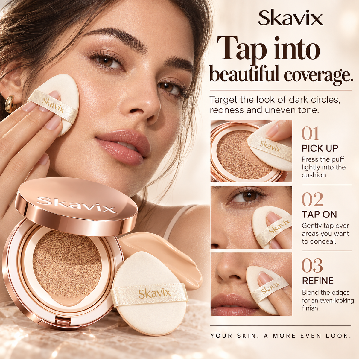 All-in-One Flawless Cushion Foundation — High coverage, suitable for all skin types — Silky-smooth cushion texture
