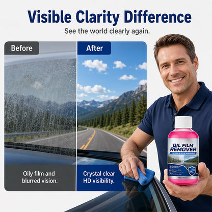 50% OFF NOW! Car Glass Oil Film Remover Windshield Cleaner - Professional Automotive Glass Cleaning Agent, Quickly Remove Oil-Film, Road Grime & Water Stains for Crystal Clear Driving Visibility