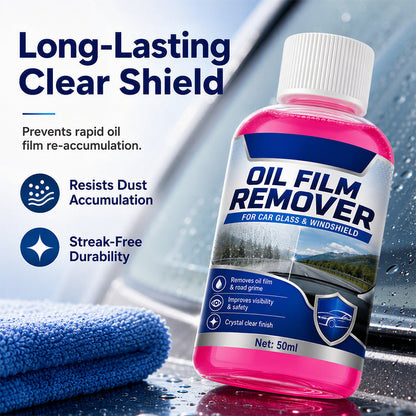 50% OFF NOW! Car Glass Oil Film Remover Windshield Cleaner - Professional Automotive Glass Cleaning Agent, Quickly Remove Oil-Film, Road Grime & Water Stains for Crystal Clear Driving Visibility