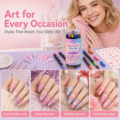 💅LIMITED‑TIME 50% OFF! 💥24 Colors Dual Ended Nail Art Pens Set – Creative, Salon‑Quality, Easy DIY✨