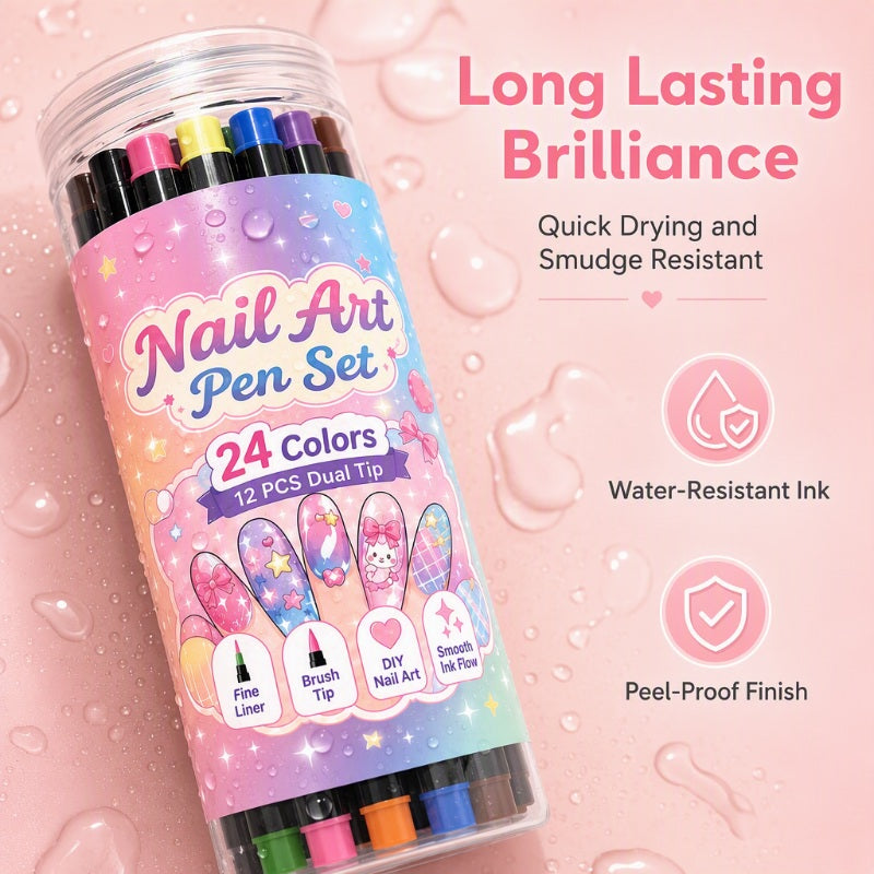 💅LIMITED‑TIME 50% OFF! 💥24 Colors Dual Ended Nail Art Pens Set – Creative, Salon‑Quality, Easy DIY✨