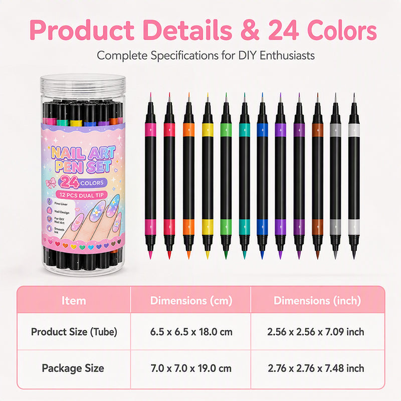 💅LIMITED‑TIME 50% OFF! 💥24 Colors Dual Ended Nail Art Pens Set – Creative, Salon‑Quality, Easy DIY✨