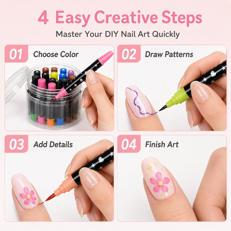 💅LIMITED‑TIME 50% OFF! 💥24 Colors Dual Ended Nail Art Pens Set – Creative, Salon‑Quality, Easy DIY✨