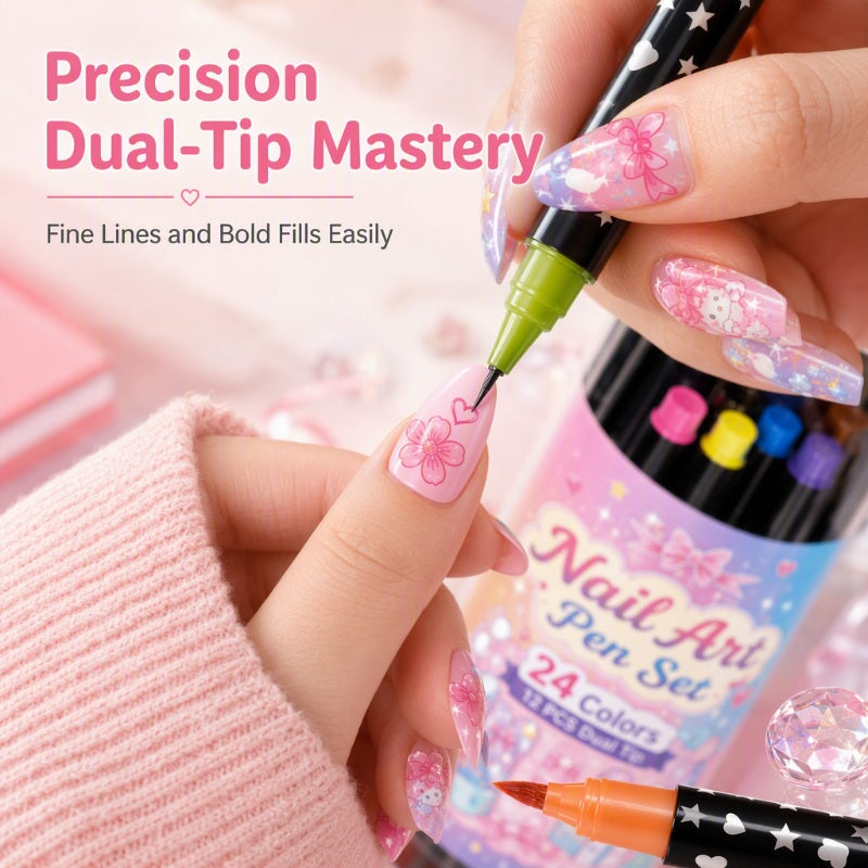 💅LIMITED‑TIME 50% OFF! 💥24 Colors Dual Ended Nail Art Pens Set – Creative, Salon‑Quality, Easy DIY✨