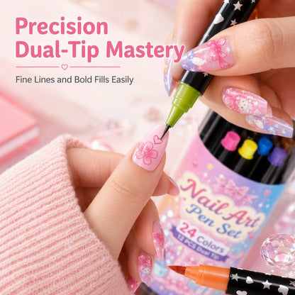 💅LIMITED‑TIME 50% OFF! 💥24 Colors Dual Ended Nail Art Pens Set – Creative, Salon‑Quality, Easy DIY✨