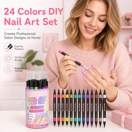 💅LIMITED‑TIME 50% OFF! 💥24 Colors Dual Ended Nail Art Pens Set – Creative, Salon‑Quality, Easy DIY✨