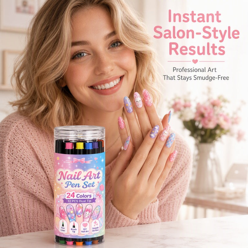 💅LIMITED‑TIME 50% OFF! 💥24 Colors Dual Ended Nail Art Pens Set – Creative, Salon‑Quality, Easy DIY✨