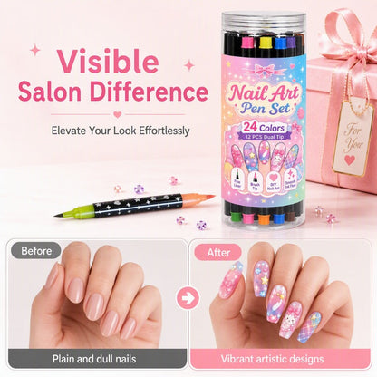 💅LIMITED‑TIME 50% OFF! 💥24 Colors Dual Ended Nail Art Pens Set – Creative, Salon‑Quality, Easy DIY✨